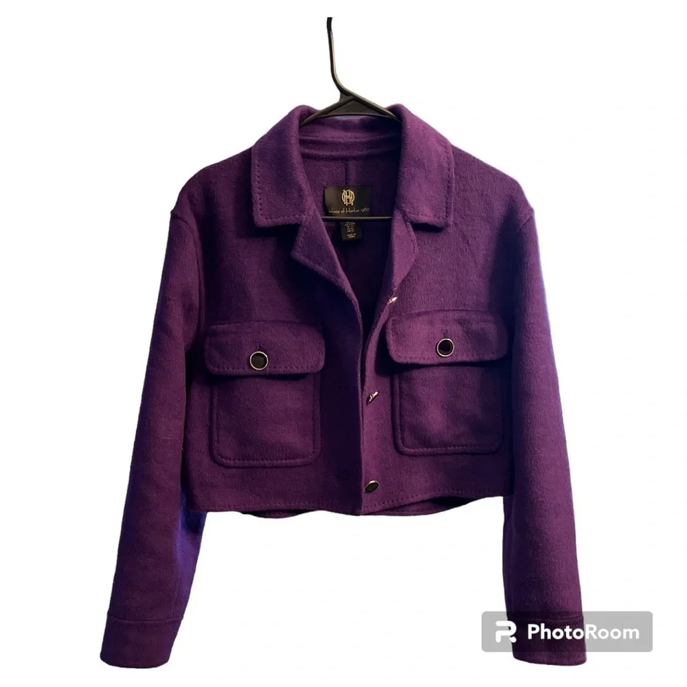 NWOT House of Harlow 1960 cropped wool blend jacket size XS - Picture 1 of 5